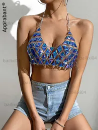 Kadın Tankları Camis Talep Metal Mücevher Vestido Para Mujer 2023 Yaz Seksi Sıralamalar Tanklar Halter Kamisole Plaj Parti Kız Bikini Korse Tip T230417