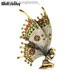 Pinki broszki Wuli Baby Vintage Butterfly Wings Wróżki broszki wysokiej jakości emalia Pinki broszkowe 2 kolory 2021 Angel Designer Jewelry diftl231117