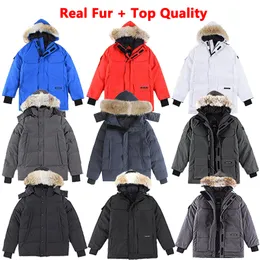 Mens Down Parkas 14 Colors Designer Clothes Top Quality Canada G08 G29 PARAKA WYNDHAM WOLF REAL FUR JACKE Expedition Womens Coat Winter Ladys 5TPV CMNK