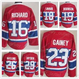 Erkekler Retro Hockey''nHl '' 16 Henri Richard Jersey Vintage Classic 18 Serge Savard 19 Larry Robinson 23 Bob Gainey 26 Mats Naslund Team Renk Kırmızı