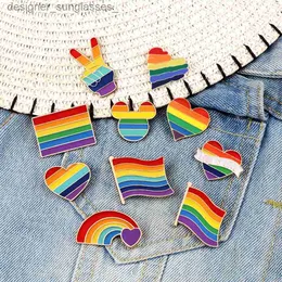 Pins Broches 9 Estilo LGBT Design Arco-íris Criativo Coração Yeh Dedo Pin Broche Metal Pins Badge Denim Esmalte Lel Jóias Presente Mulheres UnsixL231117