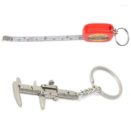 Krokar 2 st rött fodral 1 meter 3 fot mått med nyckelring 1x Vernier Caliper Tool Pendant Slider Slides Keyring 10cm