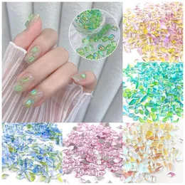 Nagelkonstdekorationer 100 st Crystal ab strass tillbehör platt glas sten strass blandad form diy mode 3d nagel dekoration