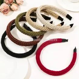 Inverno 2023 lã de malha bandana para mulheres meninas hairband moda sólida fina faixa de cabelo acessórios