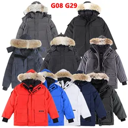 14 Farben Designerkleidung Top-Qualität Kanada G08 G29 Parka Wyndham Echtpelz Herren Daunenjacke Expedition Damenmantel Outwear Warmer Parka Damenmantel mit Abzeichen XS-XXL