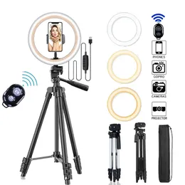 Flash Heads 26cm P O Ringlight LED Selfie Ring Light Phone Remote Control Lamp P Ography Lighting With Stativ Stand Holder Video 231117