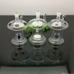 Pfeife Mini-Huka-Glasbongs Bunte Metallform Heiße verkaufende Farbpunkt-Pilzart-Glas-Hukaflasche