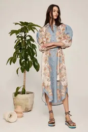 Runway Dresses Spring/Summer 2023 Australian designer Linen Sky Blue Flower Long Dress01