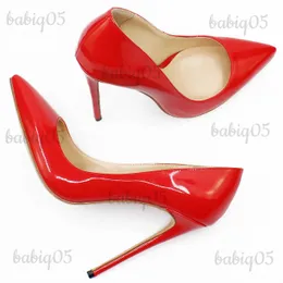 Elbise Ayakkabı Olgun Kadın Çıplak Siyah Mor Kırmızı Düğün Gelin Patent Deri Saç Pompalar Stiletto Yüksek Topuklu 12cm Ziyafet Ayakkabıları D001A T231117