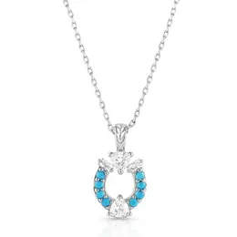 Western Horseshoe Pendant Necklace (Luck Defined Crystal Turquoise)