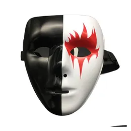 Party Masks Halloween Props Masquerade Fl Face Pvc Mask Hip Hop Adt Hand-Painted White Street Dance Men Drop Delivery Home Garden Fest Dhfq7