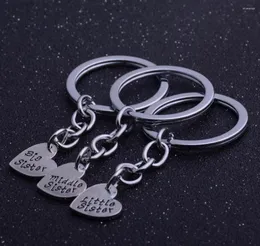 Anahtarlıklar Bespmosp 12Set. 3pc/set kalp kolye anahtarlık anahtarlık büyük/orta/küçük kız kardeşi aile kadınları cazibe keyfob mücevher moda hediyeleri