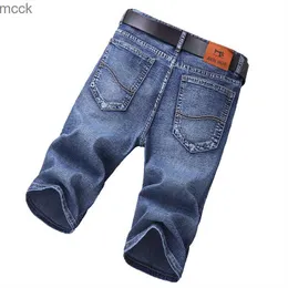 Men's Shorts Homens de alta qualidade azul denim shorts novo casual em linha reta cinco pontos masculinas preto marca jeans