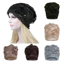 Beanies Autumn Winter Beanie Hat Spets Floral Baggy Cancer Turban Ms. Månad varm kemoterapi Cappello Donna