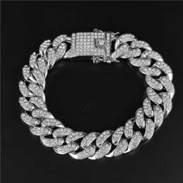 13mm Iced Out Kubanisches Armband Kette Hip Hop Männer Schmuck Kupfer Strass CZ Verschluss für Herren Rapper Zirkonia Kristall Armband Link3199