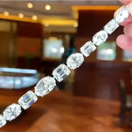 Brazalete de oro blanco de 14 quilates con diamantes de laboratorio, pulsera de compromiso, pulseras de boda para mujer, regalo de joyería de fiesta de moda nupcial 231116