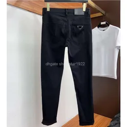 Marki mody design dżinsy dżinsowe spodnie prdda oryginalny prawidłowy styl zwykły czarno -biały rozciągający szczupły biznesowe dżinsy do mycia swobodne dżinsowe spodnie