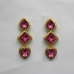 Studörhängen medeltida vintage stil kärlek färg ädelstenar överdrivna frihet rosa smycken