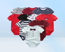 BDBY -kläder sätter 10st Baby Boy Clothes Set Cotton Born Unisex Cartoon Solid Girl Short Sleeve Jumpsuit Print Ropa Bebe 07071928678