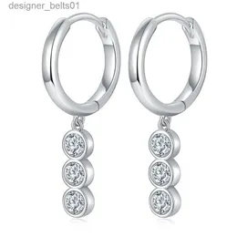 스터드 3/4mm Moissanite Drop Earring for Women 925 STERLING SILLL DILL SILVER D COLOR STUD EAR TASSEL HOOP EARRINGS 신부 웨딩 jewelryl231117