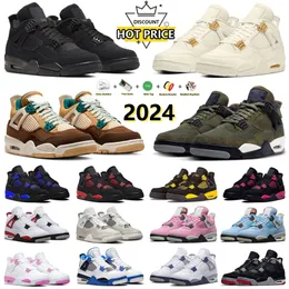 Jumpman 4 4s Shoes 2024 Sail Black Cat Frozen Moments Cacao Wow Olive Canvas University Pink Oreo Bred Pine Green Red Thunder Men Women Trainers Sports Shoe