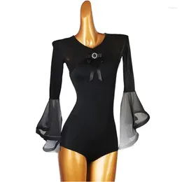 Stage Wear Mulher Dança Leotards Manga Longa Ginástica Latina Top Ballroom Trajes S006 Drop Delivery Vestuário Dhat3