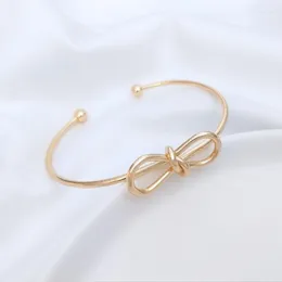 Bangle 1Pcs 14K Bow Knot Bracelet For Women Men Lover Wife Alloy Bowtie Couple Jewelry Accessories Supplies