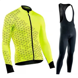 Cykeltröja sätter Autumn Cycling Jersey Set Cycling Clothing Suit Maillot Cyclisme Homme Mens Long Sleeve Mtb Bike Road Pants Bib Ropa Sport 231116