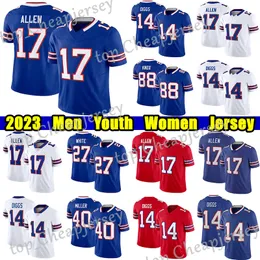 #17 Josh Allen Football Jersey #14 Stefon Diggs Dawson Knox Ed Oliver Tre'davious White Miller Gabe Daves Matt Matton Dalton Kincaid Greg Rousseau Jerseys