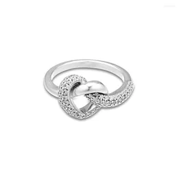 Cluster-Ringe für Frauen, geknoteter Herz-Ring, 925er Sterlingsilber, männlicher Vorschlag, Hochzeitsgeschenk, Schmuckherstellung