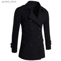 Homens Trench Coats Homens Estilo Britânico Double Breasted Trench Top Coat Mens Long Trench Masculino Roupas Masculinas Clássico Drop Shipping Overcoat Q231118