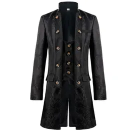 Men's Wool Blends Men Victoria Edwardian Steampunk Trench Coat Frock Outwear Vintage Prince Overcoat Medieval Renaissance Jacket Cosplay Costume 231117
