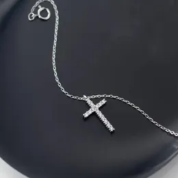 S925 zilveren Koreaanse editie gepersonaliseerde trendy diamanten kruis hanger ketting charme zoete kraag ketting D6495 935