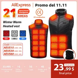 Men's Vests 21Areas Self Heating Vest Four Switch Control Men Heating Jacket USB Electric Heated Clothing Women Thermal Vest Warm Winter Man 231117