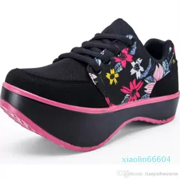 Toningskor Kvinnors sport för kvinnor Swing Wedges Platform Zapatos Mujer Canvas Trainers Tenis Feminino Shoes