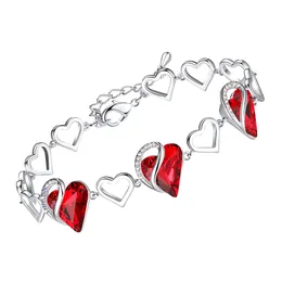 Браслеты Infinity Love Heart Link, браслет из камня или целебного камня с кристаллами для женщин, ювелирные изделия серебряного тона, подарки для нее