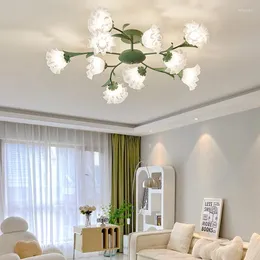 الثريات الحديثة حديقة على طراز زهرة مصابيح سقف LED لغرفة المعيشة الإبداعية غرفة نوم الديكور الداخلي