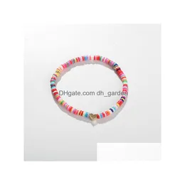 Beaded Strand G.Y x 4 mm Bohemiska afrikanska vinylpärlor Heishi Armband Par Parade guldhjärtapolymer Clay Disc Stretch Beach Surfe D Dhlai