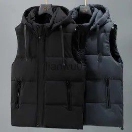 Mäns västar L-8XL överdimensionerade Autumn Winter Vest Men 2023 Ny tjock varm huva ärmlös jacka Män avslappnad hög kvalitet plus storlek Waistcoat J231117