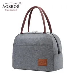 Aosbos Modische tragbare Kühl-Lunch-Tasche, thermisch isoliert, für Reisen, Lebensmittel-Tragetaschen, Lebensmittel-Picknick-Lunchbox-Tasche für Männer, Frauen, Kinder MX20252B