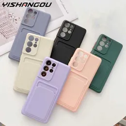 Card Bag Phone Case For Samsung Galaxy A52 A53 A54 5G A34 S20 S21 FE Plus S23 Ultra Shockproof Back Card Holder Slot Cover