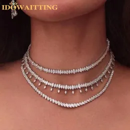 المخلوقون Iced Out Bling 5A CZ Tennis Choker Necklace for Women Fashion Procking Oval Shape Cabic Zirconia Multi Multi Jewelry 231116