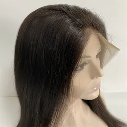 卸売インドの処女人間の髪150％密度16インチ天然色の絹のようなストレートフルレースウィッグ