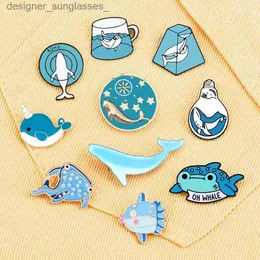 Pinos broches novo azul vida marinha esmalte pinos bonito baleia golfinho animal broches mulheres homens lel pin emblemas jóias presente para amigo atacado l231117