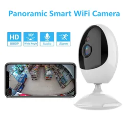 New 180 Degree Panoramic Camera Wide Angle 1.44mm Fisheye 1080P Indoor Two Way Audio Day and Night Vision ICSEE APP WiFi CCTV Camera