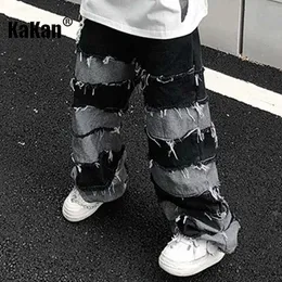 Erkekler Kot Kakan - Erkekler İçin Amerikan Yeni High Street Antik Püskül Kot Pantolon Bıraktı Geniş Bacak Hip Hop Tembel Uzun Pantolon K27-56 J231116