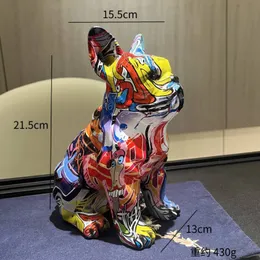 Other Home Decor Creativity Living Room Colorful French Bulldog Statue Ornanment Office Decorations Porch Wine Cabinet Resin Crafts Ornaments 230417