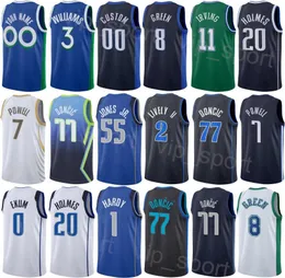 인쇄 된 남자 아이 농구 도시 Josh Green Jersey 8 Richaun Holmes 20 Dereck Lively II 2 Kyrie Irving 11 Luka Doncic 77 Dwight Powell 7 문장 클래식 통기 가능