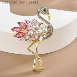 Pins Broschen Mode Klassische Intarsien Strass Flamingo Vogel Broschen Für Frauen Luxus Design Unise Tier Brosche Pins Schmuck GeschenkeL231117