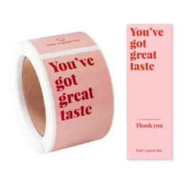 Adhesive Stickers 100pcs roll Pink You ve Got Great Taste for Small Buisness Package Thank You Sticker Decals Baking Gift Retail Bag 231116